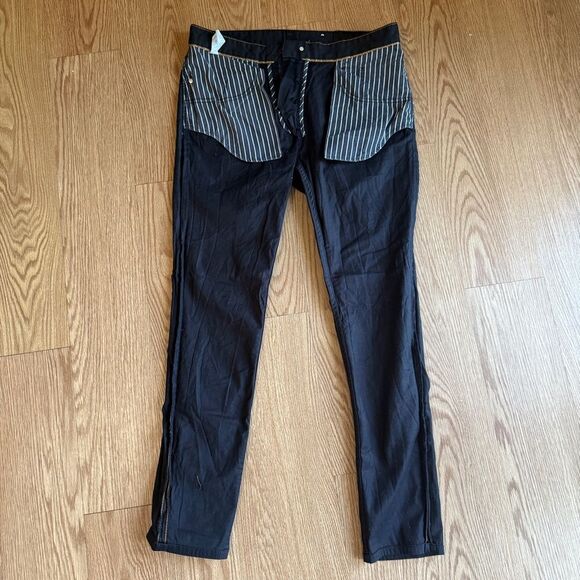 Zara skinny fit Black cotton blend 5 pockets pants Men size 32 - Picture 8 of 10